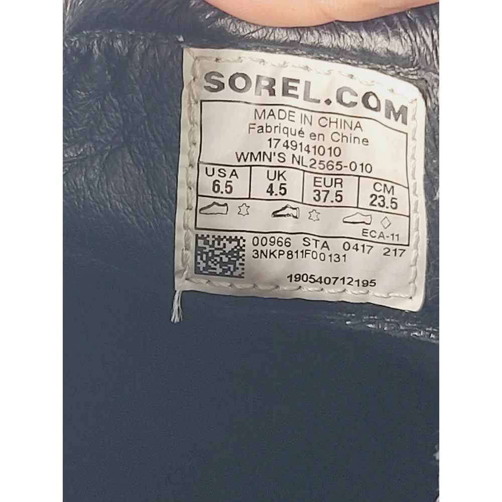 Sorel, Slip-On Round Toe Leather Wedge Ankle Boots, Women's,‎ Size 6.5, Black.